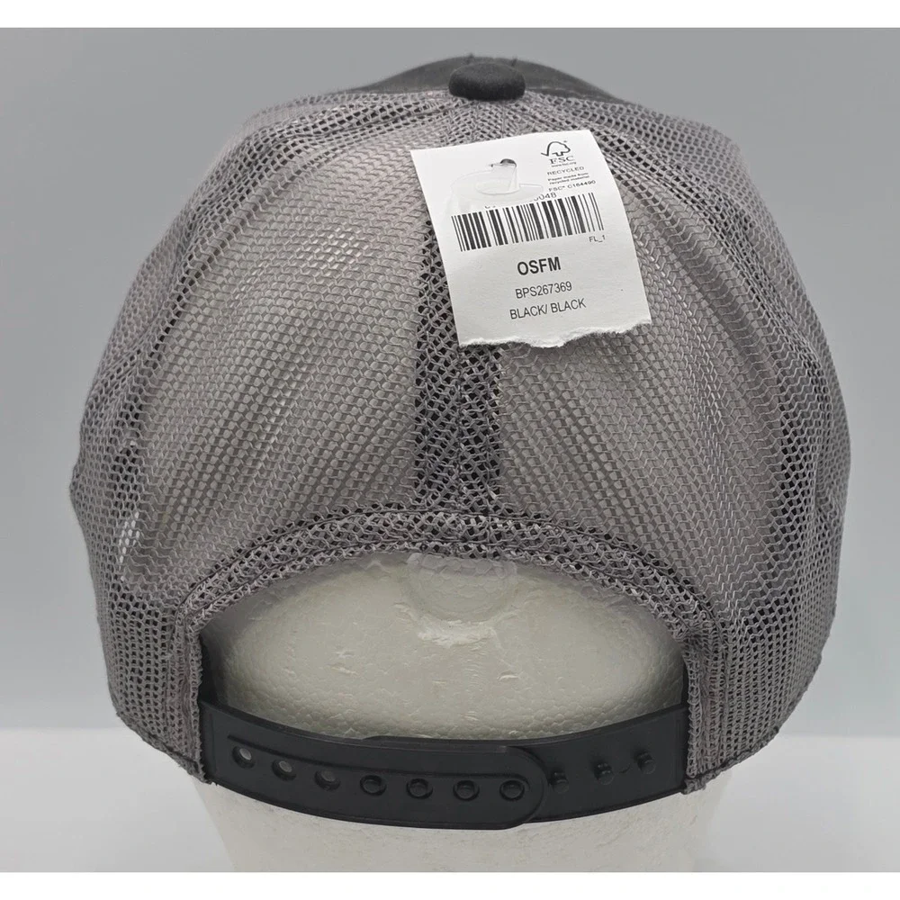 Bass Pro Shops Trucker Hat Black Mesh Snapback Fishing Cap NWT
